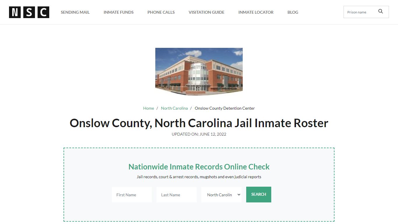 Onslow County, North Carolina Jail Inmate List