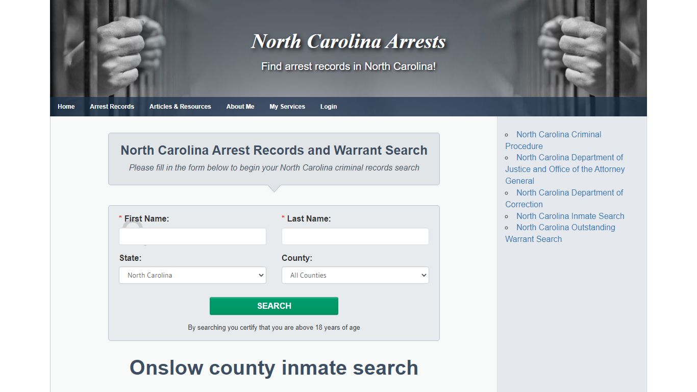Onslow county inmate search - North Carolina Arrests